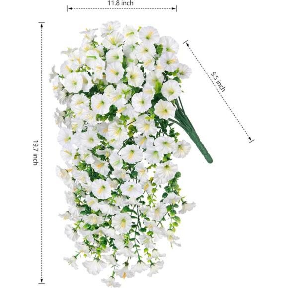 Artificial Faux Hanging Flowers Plants for Outdoor Decor, 2 PCS Fake Silk - Picture 2 of 8